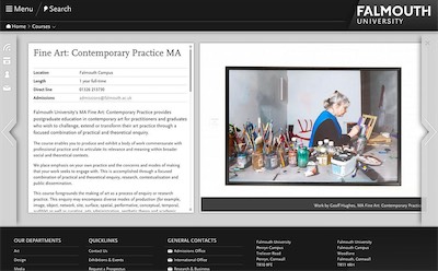 One of Geoff's images used by Falmouth University to advertise the MA course